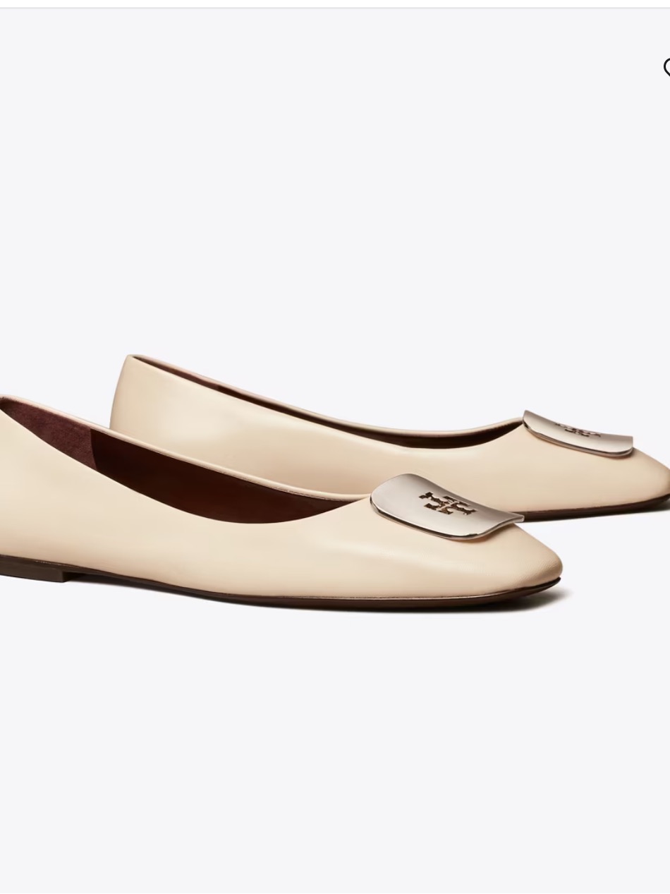 Tory Burch Cream Leather Georgia Ballet Flat